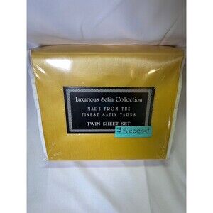 Twin sheets, Luxurious Satin Collection, 3 Piece Set, Golden Yellow NEW